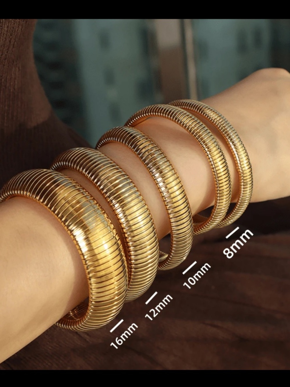 Flex Snake Chain Stretch Bracelet Set in Gold